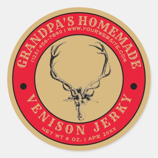 Homemade Venison Jerky Template Runder Aufkleber (Vorderseite)