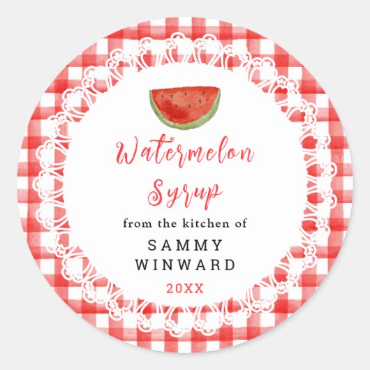 Homemade Watermelon Syrup Label Runder Aufkleber (Vorderseite)