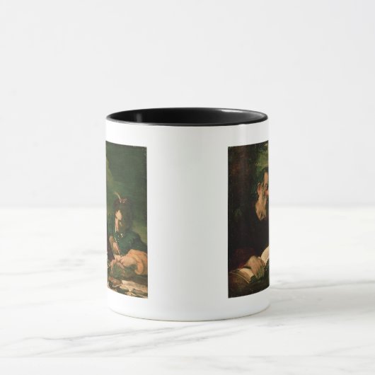 Homer, der sein Gedicht vorschreibt Tasse (Zentrum)