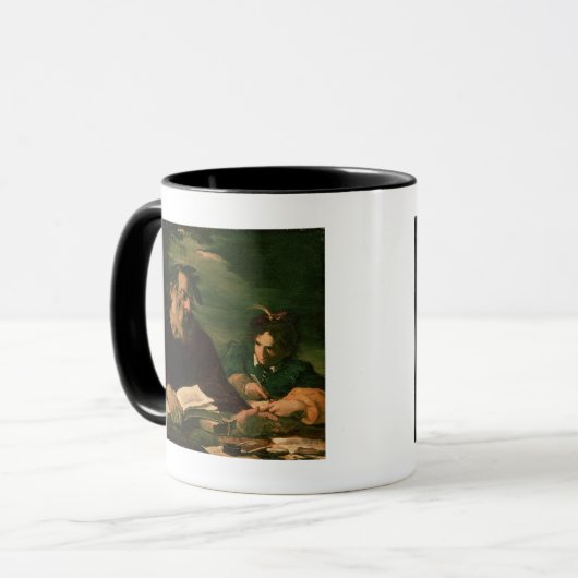 Homer, der sein Gedicht vorschreibt Tasse (Vorderseite Links)