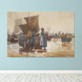 Homer Fisherfolk am Strand von Cullercoats Leinwanddruck (Insitu (Holzboden))