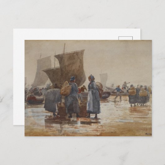 Homer Fisherfolk am Strand von Cullercoats Postkarte (Vorne/Hinten)