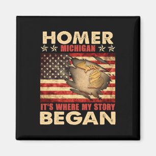 Homer Michigan Usa Flag 4. Juli Magnet