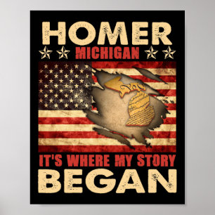 Homer Michigan Usa Flag 4. Juli Poster