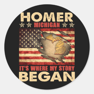 Homer Michigan Usa Flag 4. Juli Runder Aufkleber