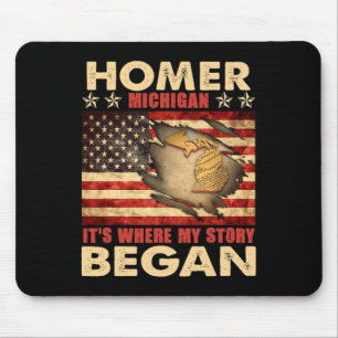 Homer Michigan Usa Flagge 4. Juli Mousepad