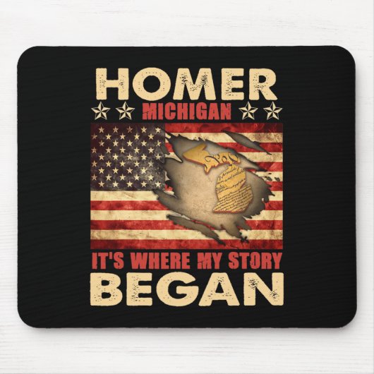 Homer Michigan Usa Flagge 4. Juli Mousepad (Vorne)