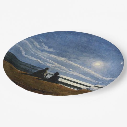 Homer - Mondlicht, Kunstmalerei, Pappteller (Schrägansicht)