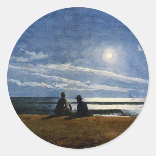 Homer - Mondlicht, Kunstmalerei, Runder Aufkleber (Vorderseite)