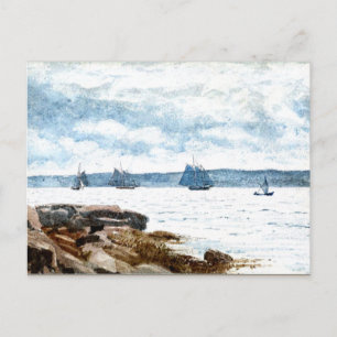 Homer - Segelboote in Gloucester, 1880 Gemälde Postkarte