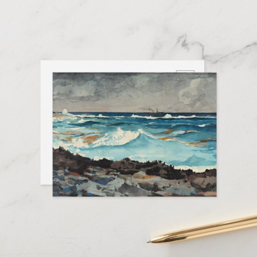 Homer - Shore and Surf, Nassau Postkarte (Vorderseite/Rückseite Beispiel)