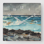 Homer - Shore and Surf, Nassau Quadratische Wanduhr (Vorderseite)
