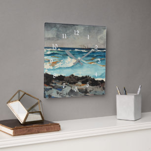 Homer - Shore and Surf, Nassau Quadratische Wanduhr