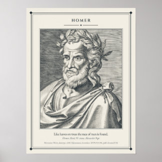 Homer-Stich von Wierix, Zeile aus Popes Ilias Poster