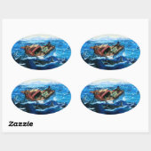 Homer's Gulfstream überarbeitet Ovaler Aufkleber (Blatt)