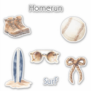 Homerun Baseball Surfen Aufkleber