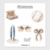 Homerun Baseball Surfing Aufkleber (Blatt)