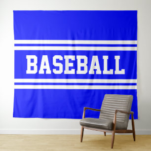 HOMERUN Hellblau Weiße Baseball-Rennstreifen Wandteppich
