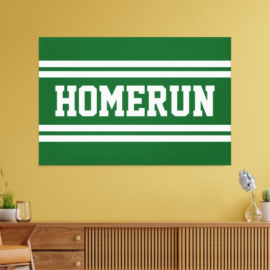 HOMERUN Hellgrün Weiße Sommer Baseball Streifen Leinwanddruck (Insitu (Wohnzimmer))