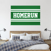 HOMERUN Hellgrün Weiße Sommer Baseball Streifen Leinwanddruck (Insitu (Schlafzimmer))