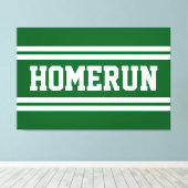 HOMERUN Hellgrün Weiße Sommer Baseball Streifen Leinwanddruck (Insitu (Holzboden))