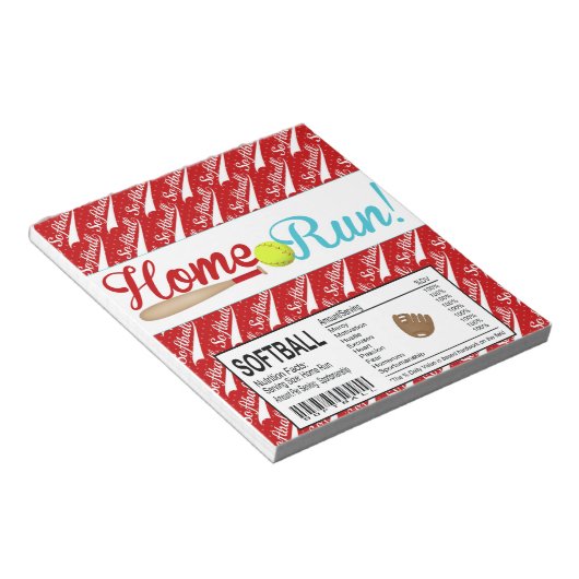 Homerun Softball Birthday Candy Bar Wrapper Favori Notizblock (angewinkelt)