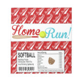Homerun Softball Birthday Candy Bar Wrapper Favori Notizblock (Vorderseite)