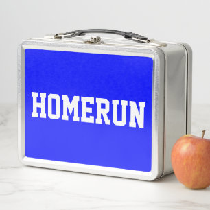 HOMERUN Sporty Hellblau Baseball Text Metall Brotdose