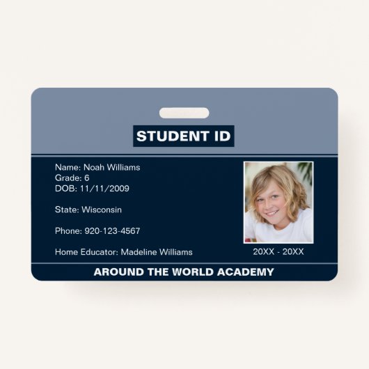 Homeschoester Student ID Abzeichen Blue Ausweis (Vorderseite)