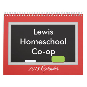 Homeschool Co op Chalkboard auf rotem Hintergrund Kalender