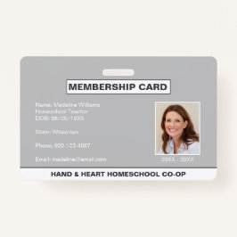 Homeschool CO-OP Parent-ID-Abzeichen Ausweis