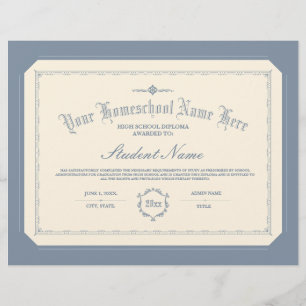 Homeschool Diploma Traditionelles Soft Blue