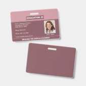 Homeschool Educator ID Blush Pink Abzeichen Ausweis (Vorder- & Rückseite)