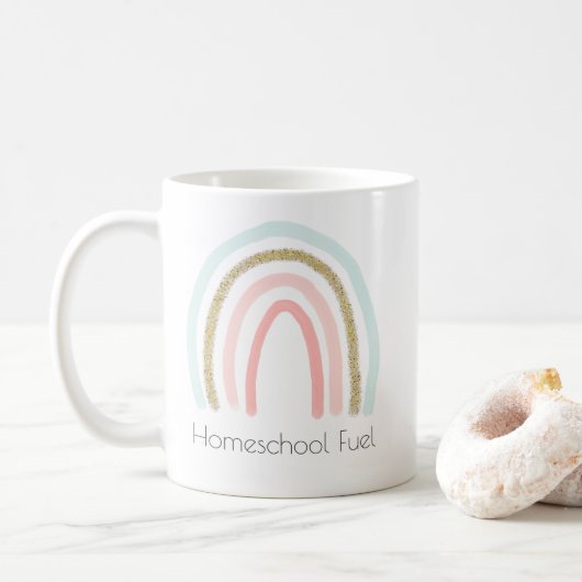 Homeschool Fuel Homeschool Mama Rainbow Glitzer Kaffeetasse (Mit Donut)