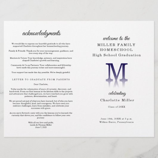 Homeschool Graduation Program Folded Pamphlet Flyer (Vorne)