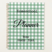 Homeschool Grün kariert Zurück zur Schule Spiral Planer (Vorderseite)