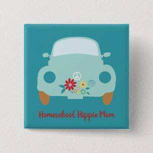 Homeschool Hippie Mama Button