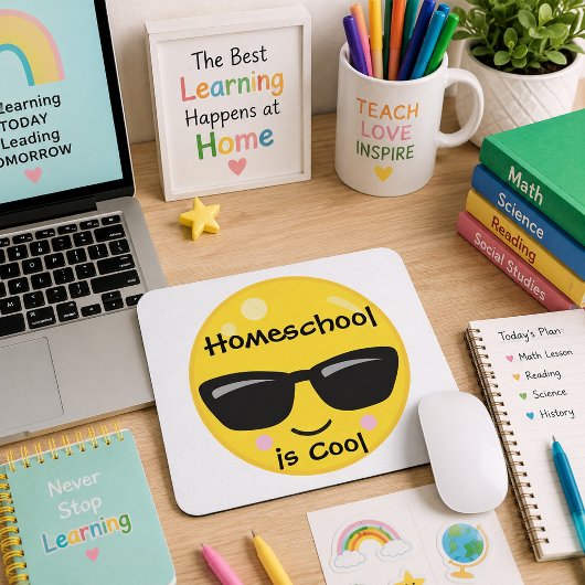 Homeschool ist cool Smiley Gesicht Sonnenbrille Mousepad