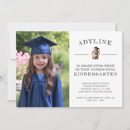 Homeschool Kindergarten Abschluss mit Bunny Einladung (Vorderseite)