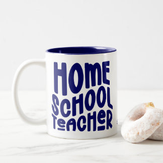 Homeschool-Lehrer | Dunkelblaue Typografie-Design Zweifarbige Tasse