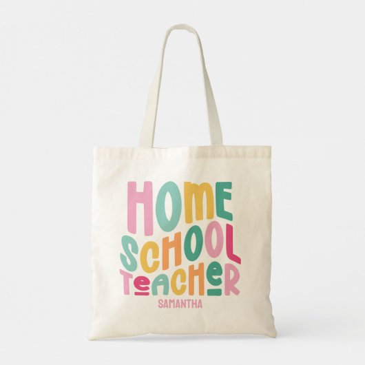 Homeschool-Lehrer | Farbige Textgestaltung Tragetasche (Rückseite)