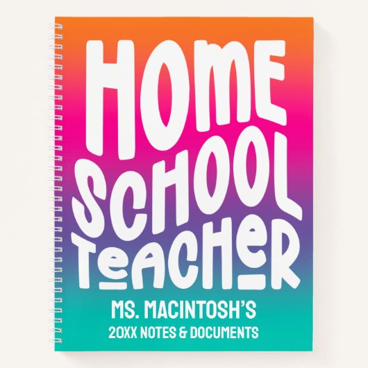 Homeschool Lehrer Farbiger Ombre Notizblock (Vorderseite)