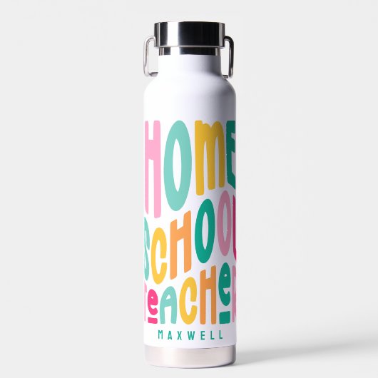 Homeschool-Lehrer Farbiger Text Trinkflasche (Vorne)