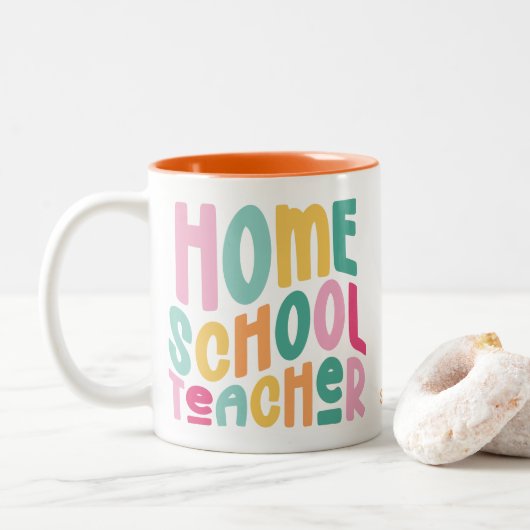 Homeschool Lehrer | Farbiger Text Zweifarbige Tasse (Mit Donut)