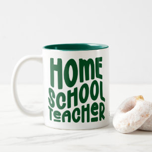 Homeschool-Lehrer   Grüne Typografie-Design Zweifarbige Tasse