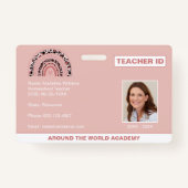 Homeschool Lehrer ID Boho Rainbow Abzeichen Ausweis (Vorderseite)