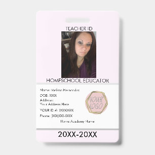 Homeschool-Lehrer-ID Pink Badge Ausweis