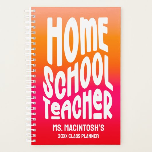 Homeschool-Lehrer Orange Rot Ombre Planer (Vorderseite)