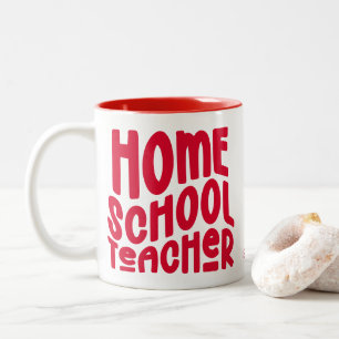 Homeschool-Lehrer   Rotes Schriftzug-Design Zweifarbige Tasse