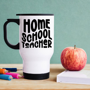Homeschool-Lehrer Schwarz Minimalistischer Text Reisebecher